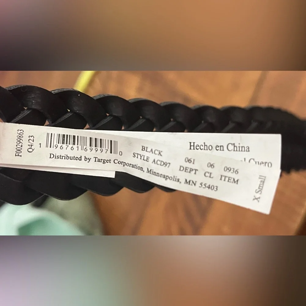 NWT Universal Thread Woven Braided Belt in Black - Size XS